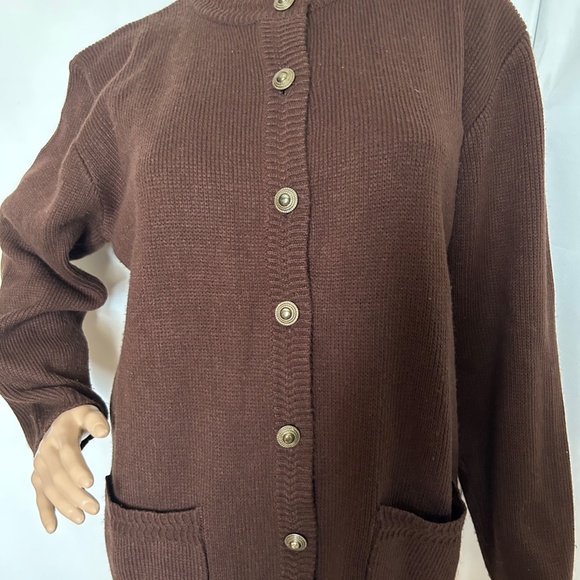 BAXTER & WELLS Petite Dark Brown Cardigan Front pockets Size P/M - Picture 2 of 10